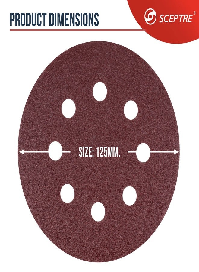 سيبتر أقراص صنفرة فيلكرو من سيبتر مليون، مقاس 125 مم، حبيبات من 60 إلى 100 قطعة، قرص ورقي بـ 8 ثقوب للصنفرة الدقيقة، المعادن، الخشب، الطلاء، البرايمر، الألياف الزجاجية، وتشطيب الأسطح البلاستيكية. - Image 3